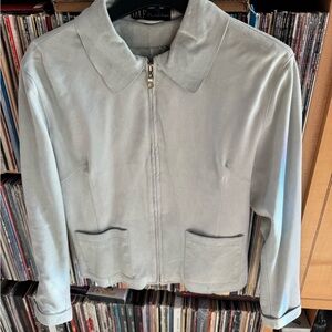 PRICE DROP: DAVID FAHNER/DAF, NW/OT lined, LAMBSKIN SUEDE JKT, FITTED “L” blue